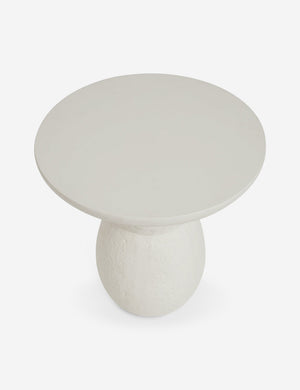 Downward view of the Clouded White Round Side Table