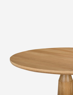 Close up of the Tellier natural oak round counter-height table