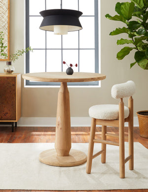 Tellier natural oak round counter-height table styled with a counter stool