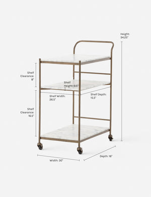 Dimensions on the Evander Bar Cart