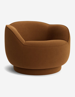 Open Box: Fern Swivel Chair, Cognac Como Velvet by Sarah Sherman Samuel