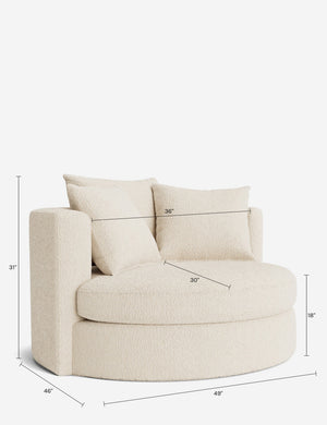 Conti Swivel Chair : Ivory Modern Boucle