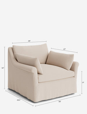 Portola Rolled Arm Luxe Depth Slipcover Chair : Blush Performance Striated Velvet