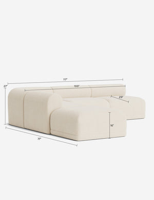Carson Modular Sectional Sofa with Ottoman : Ivory Modern Boucle