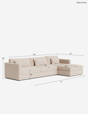 Durham Chaise Sectional Sofa : Ivory Modern Boucle / Right-Facing
