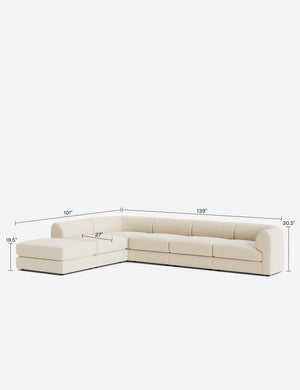 Sergio Modular Corner Sectional Sofa With Ottoman : Ivory Modern Boucle