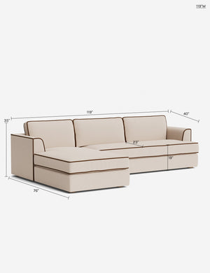 Westlawn Chaise Sectional Sofa : Brie Classic Velvet/Mahogany Classic Velvet / 119