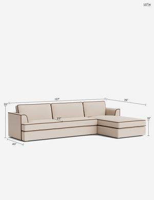 Westlawn Chaise Sectional Sofa : Brie Classic Velvet/Mahogany Classic Velvet / 119