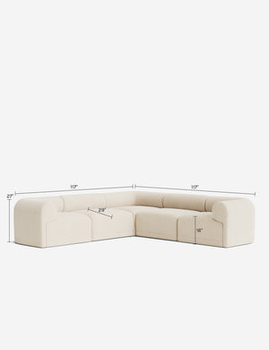 Carson Modular Armed Corner Sectional Sofa : Sky Blue Classic Velvet