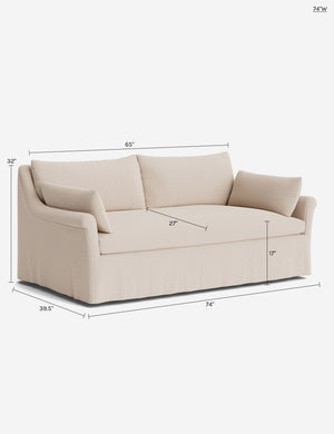 Portola Rolled Arm Luxe Depth Slipcover Sofa : Blush Performance Striated Velvet / 74