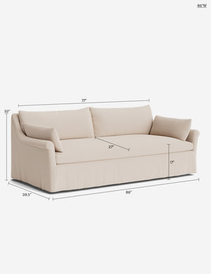 Portola Rolled Arm Luxe Depth Slipcover Sofa : Blush Performance Striated Velvet / 74
