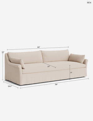 Portola Rolled Arm Luxe Depth Slipcover Sofa : Blush Performance Striated Velvet / 74
