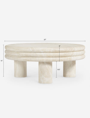 Brittny Round Coffee Table by Button Atelier x Co.House Designs : Cream Faux Travertine
