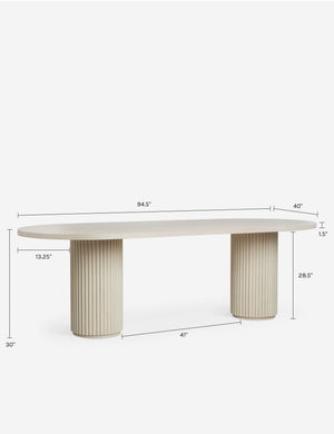 Rutherford Oval Dining Table : White Wash / 94.5