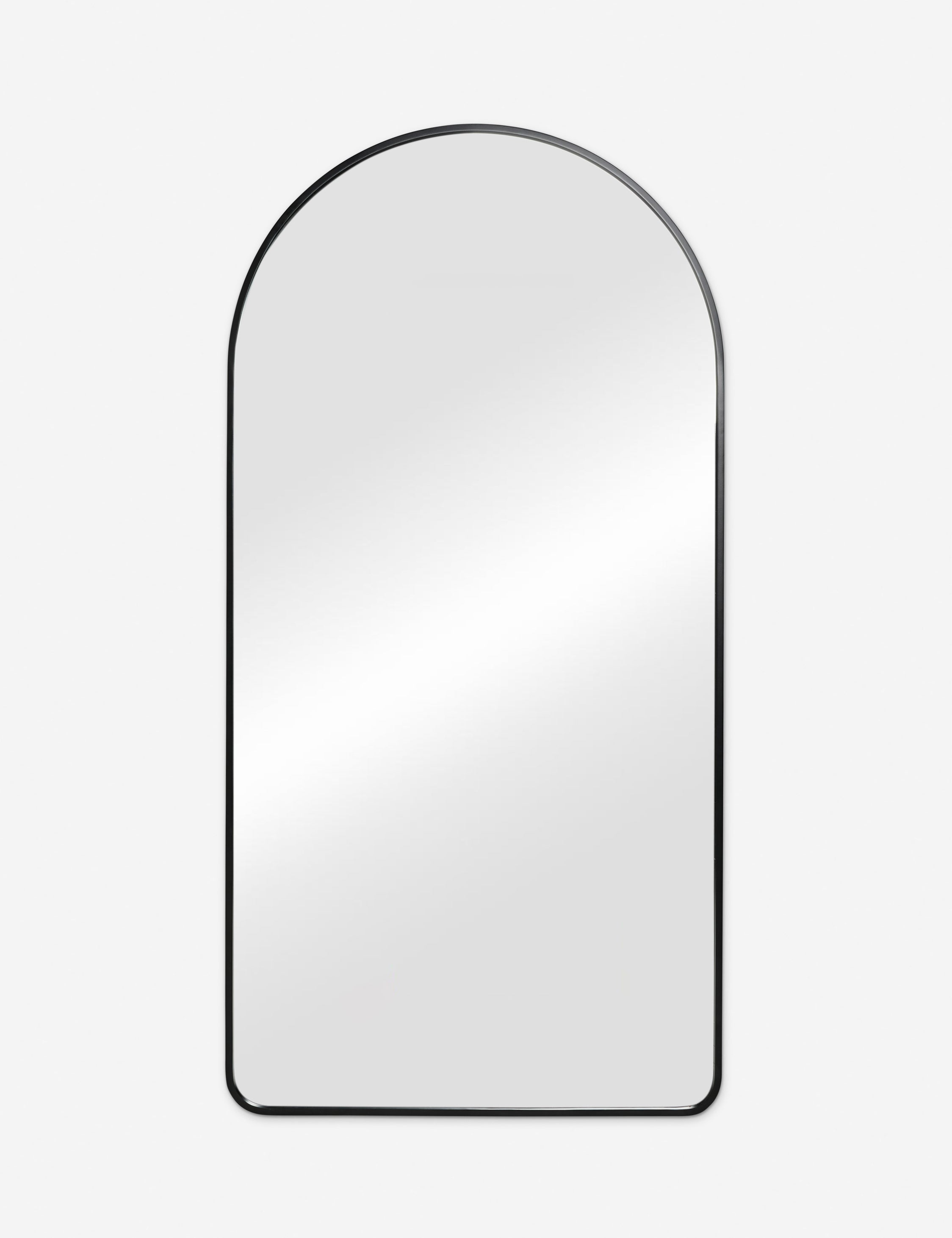 #color::black | Idris thin metal framed floor length mirror in black
