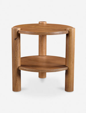 Hitchens round rustic wood side table.