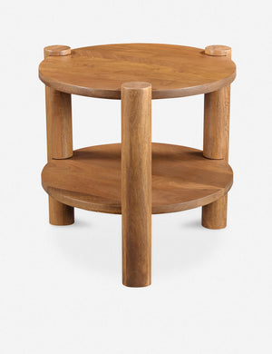 Hitchens round rustic wood side table.