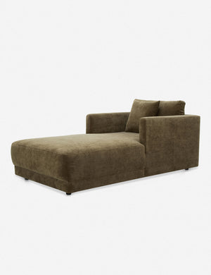 Braque velvet upholstered chaise lounge chair.