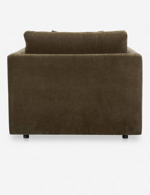 Back of the Braque velvet upholstered chaise lounge chair.