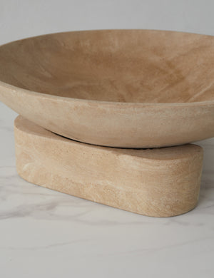 Close up of the Kester sculptural footed decorative bowl.