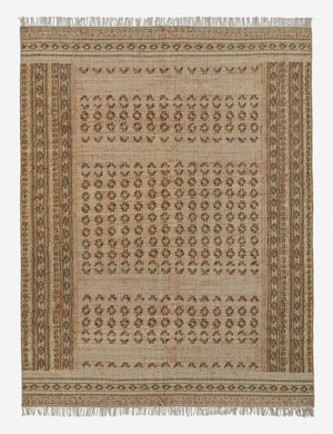 Keziah moss jute and wool blend, flatweave rug with traditional motifs
