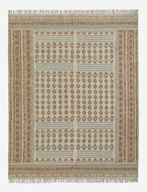 Keziah slate jute and wool blend, flatweave rug with traditional motifs