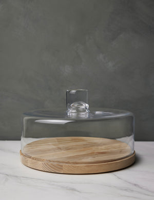 Lotta cheese and pastries glass dome with ash wood base by LSA International