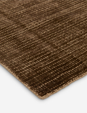 Close up of the Danka high-contrast motif hand-loomed viscose-jute blend rug.