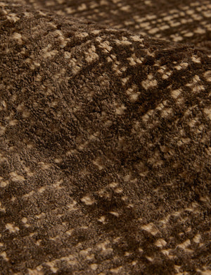Close up of the Danka high-contrast motif hand-loomed viscose-jute blend rug.