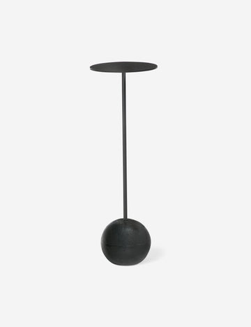 #color::black | Olinda slim, spherical base round drink table