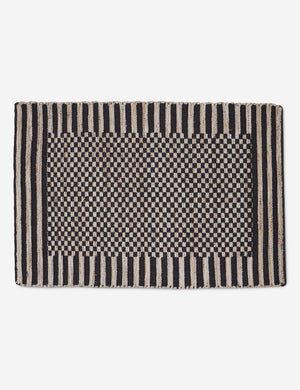 Small Lavinia handwoven high contrast outdoor rug.