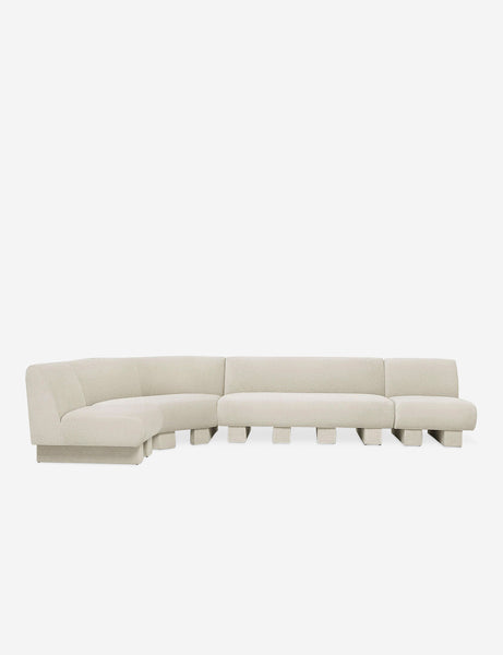 #color::Ivory-Boucle #configuration::left-facing #size::142-W | Lena left-facing white boucle sectional sofa with upholstered beam legs.