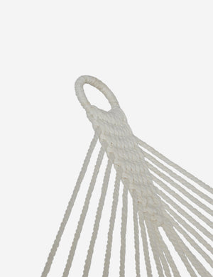 Close up of the hanging ring of the Levata Striped Hammock by Sarah Sherman Samuel