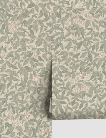 Scalamandre Linnea Wallpaper by Sandberg, Garden Green - Swatch