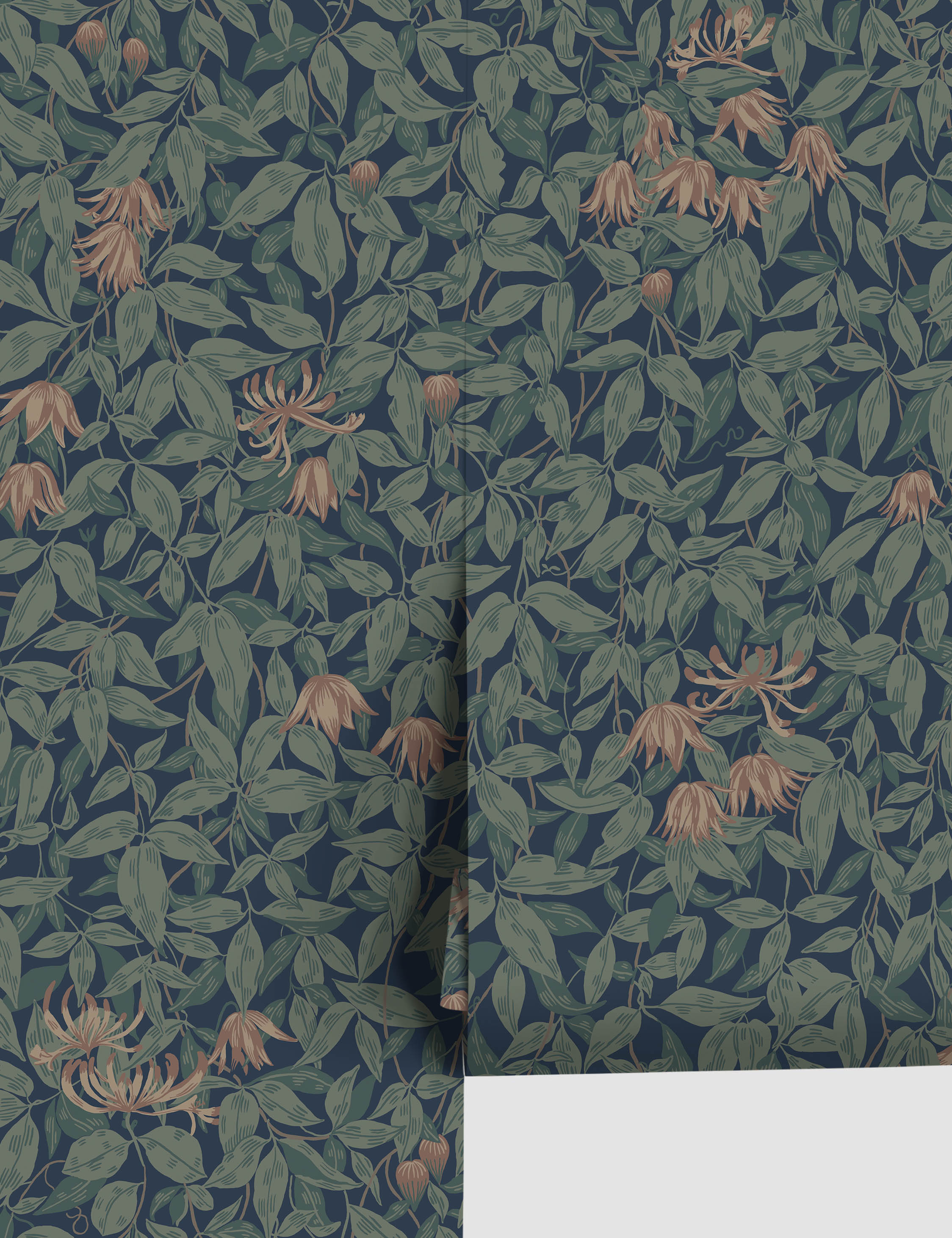 Scalamandre Linnea Wallpaper by Sandberg, Midnight Blue - Swatch
