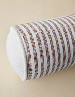 Littu Indoor / Outdoor Striped Bolster Pillow by Sarah Sherman Samuel in Brown