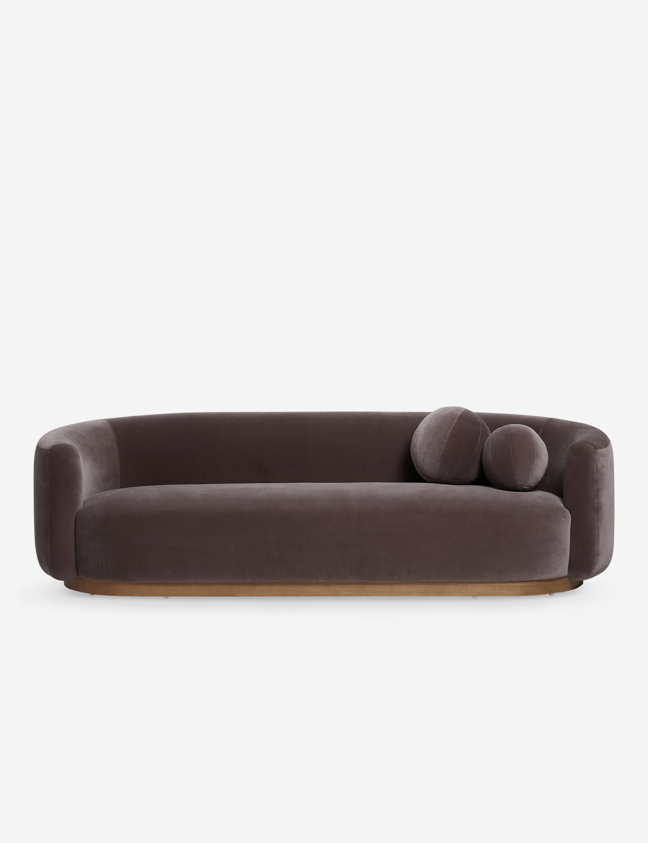 #color::mink-velvet | Lowry rounded silhouette velvet sofa.