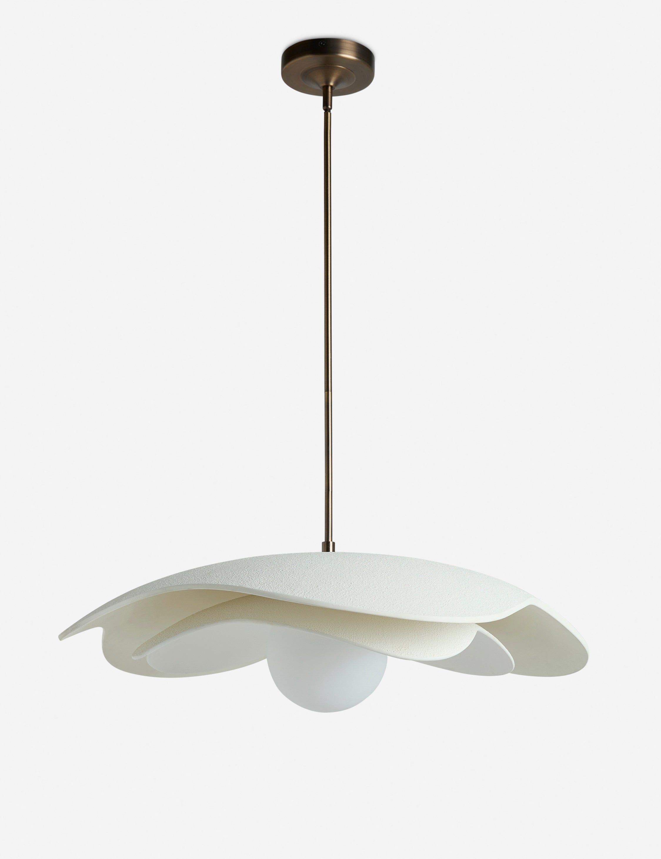 #color::ivory #size::30-dia | Soft Petal matte white floral silhouette pendant light
