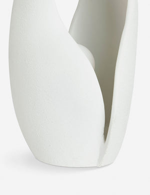 Close up of the Soft Petal matte white floral silhouette table lamp