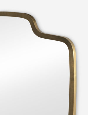 Close up of the frame of the Armond crest-shaped slim frame full length mirror