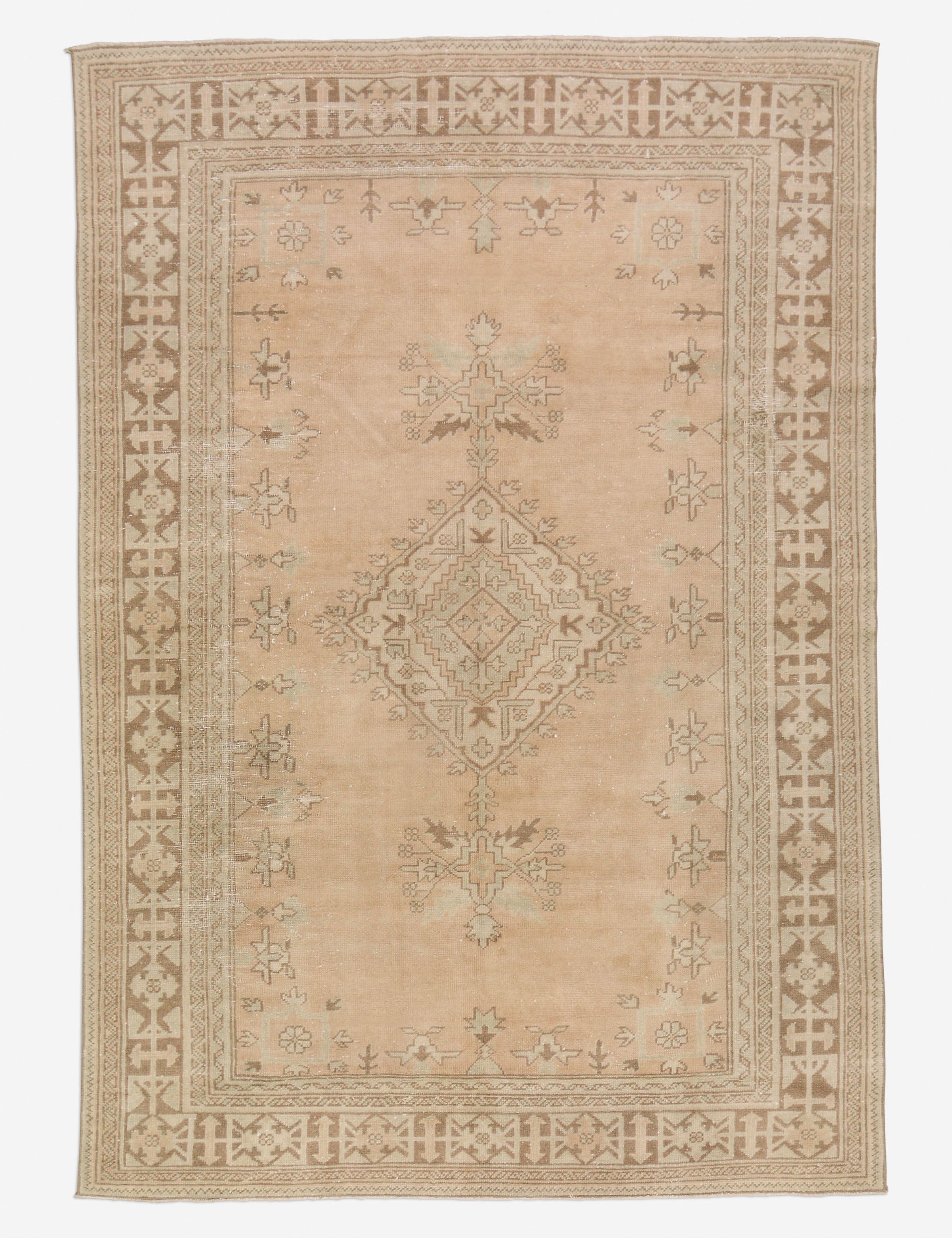 Vintage Turkish Hand-Knotted Wool Rug No. 418, 6'5" x 9'7"