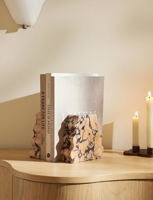 Blithe sculptural marble bookends