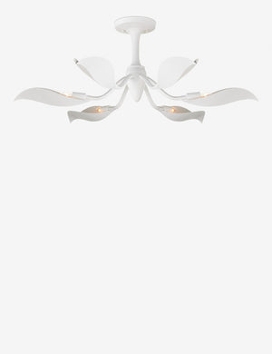 Popelin white gesso petal-arm semi flush mount light with light on