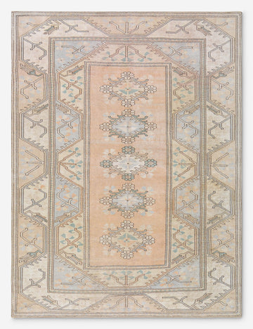 Vintage Turkish Hand-Knotted Wool Rug No. 468, 6' 5" x 9'