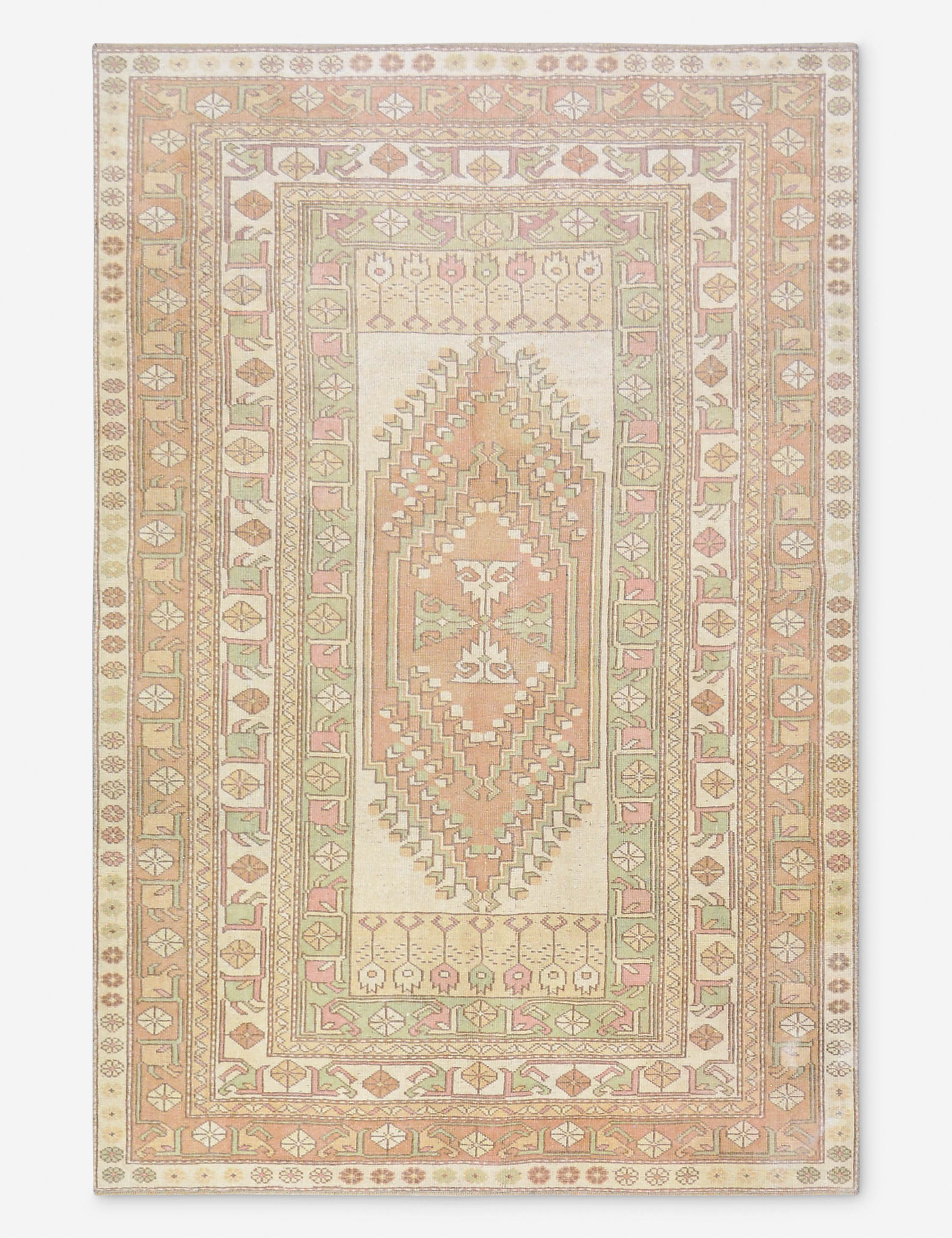 Vintage Turkish Hand-Knotted Wool Rug No. 474, 5' x 7' 4"