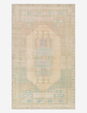 Vintage Turkish Hand-Knotted Wool Rug No. 478, 5' x 8' 7"