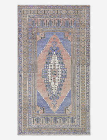 Vintage Turkish Hand-Knotted Wool Rug No. 480, 5' 2" x 9' 3"