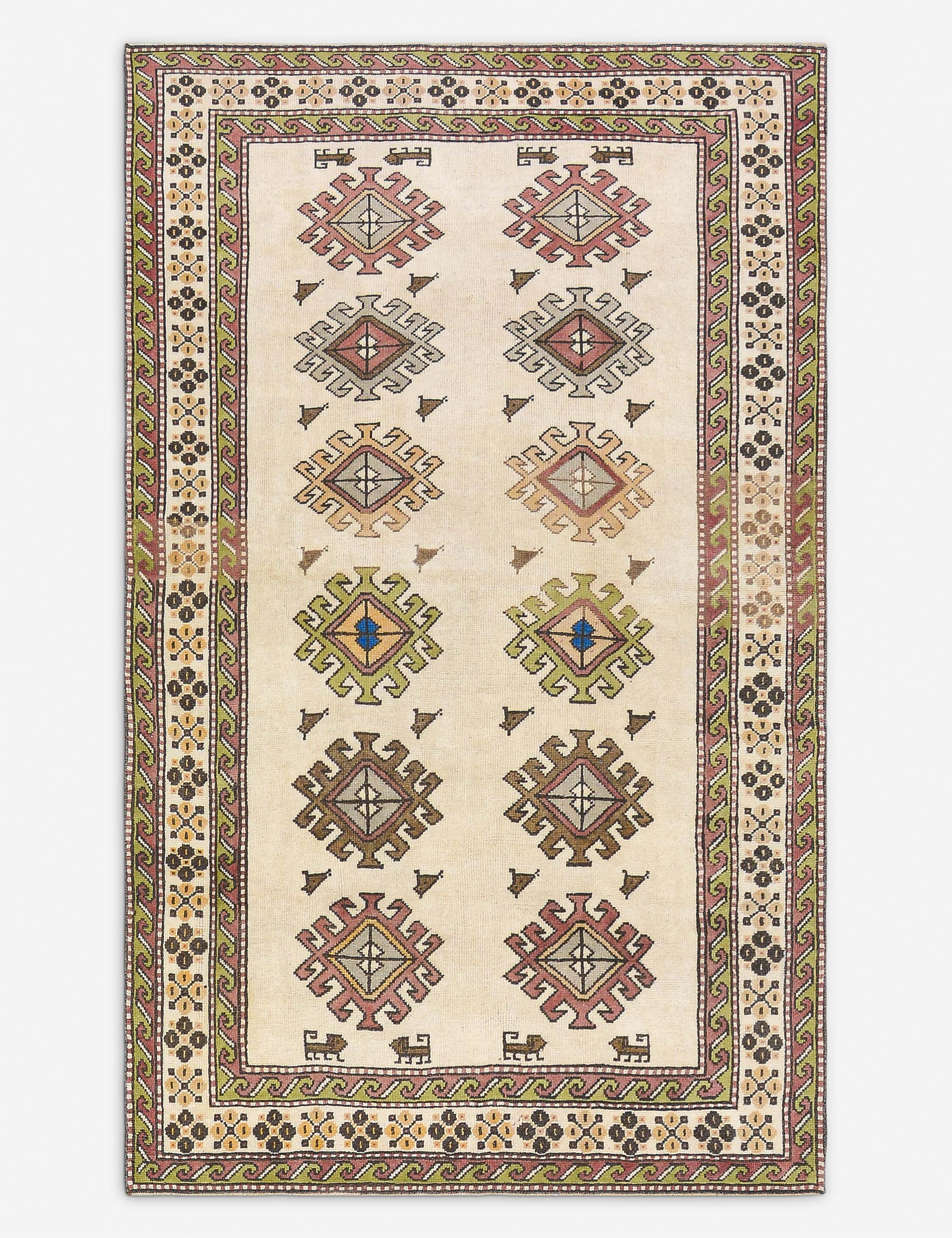 Vintage Turkish Hand-Knotted Wool Rug No. 485, 5' x 8' 3"