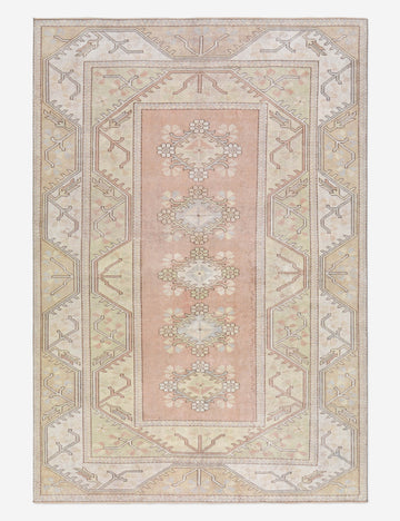 Vintage Turkish Hand-Knotted Wool Rug No. 486, 6' 5" x 9' 4"