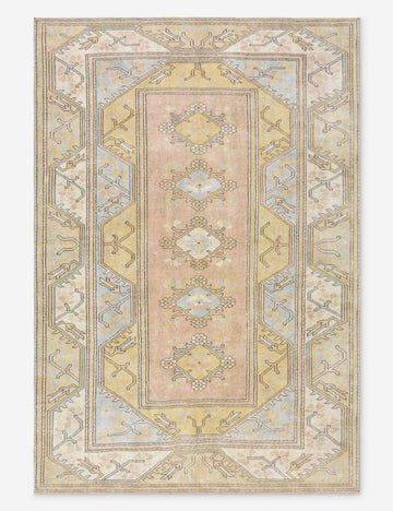 Vintage Turkish Hand-Knotted Wool Rug No. 516, 5' 6" x 8'